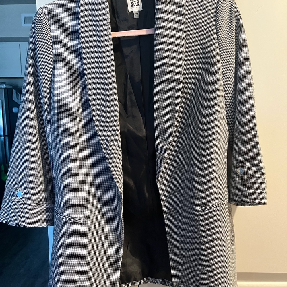 Anne Klein Black and White Checkered Blazer
